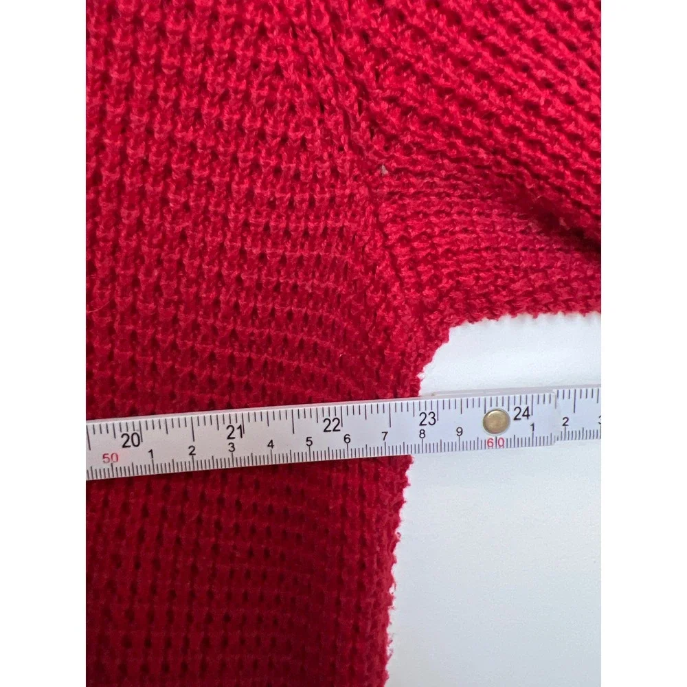Michael Kors Red Cowl Neck Waffle Knit Sweater Women's L Valentines Day Designer